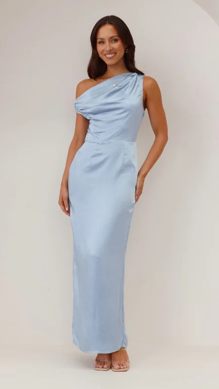 Harlowe Maxi Dress - Blue Elegant Maxi Dress with Lace