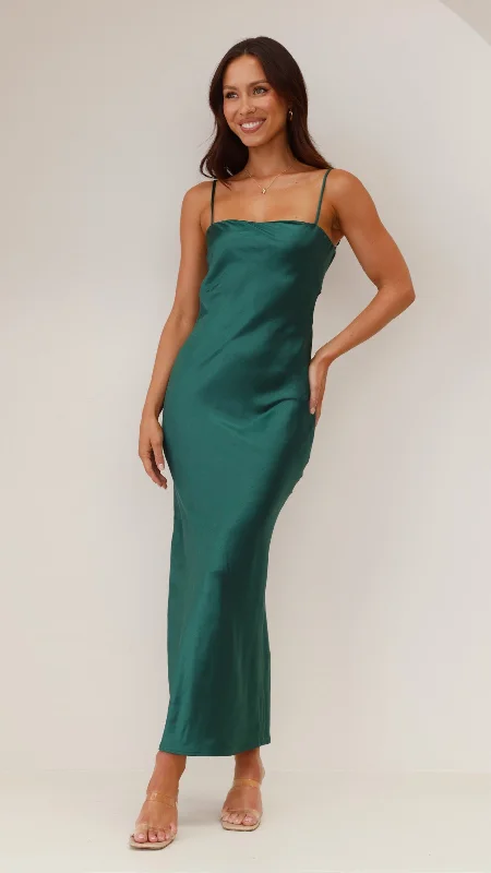 Keira Maxi Dress - Emerald Fashionable High-Waist Maxi Dress