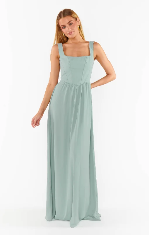 Nina Maxi Dress ~ Silver Sage Crisp Comfortable Casual Maxi Dress