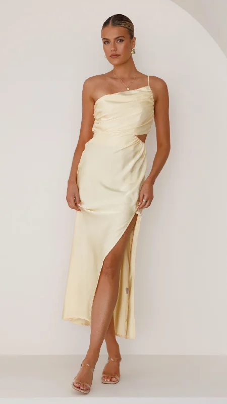 Nyla Maxi Dress - Yellow Fashionable High-Waist Maxi Dress