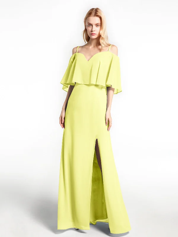 Ruffled Cold Shoulder Maxi Dress with Flounce Overlay Daffodil Chic Summer Floral Maxi Dress