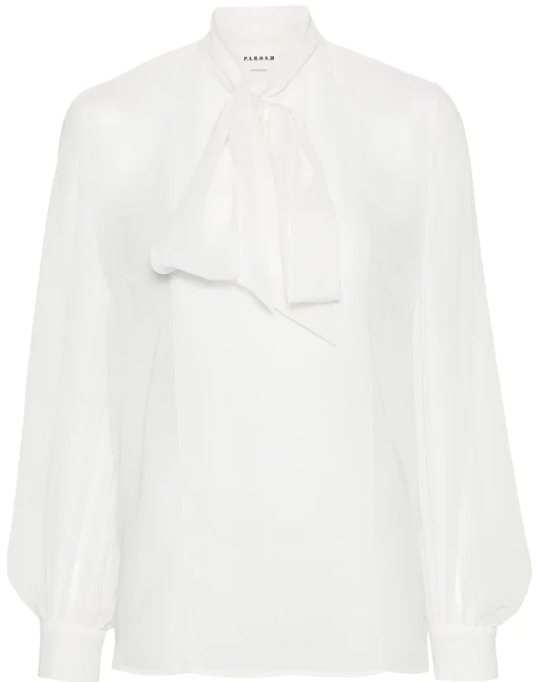 tied-neck blouse Embroidered Floral Blouse