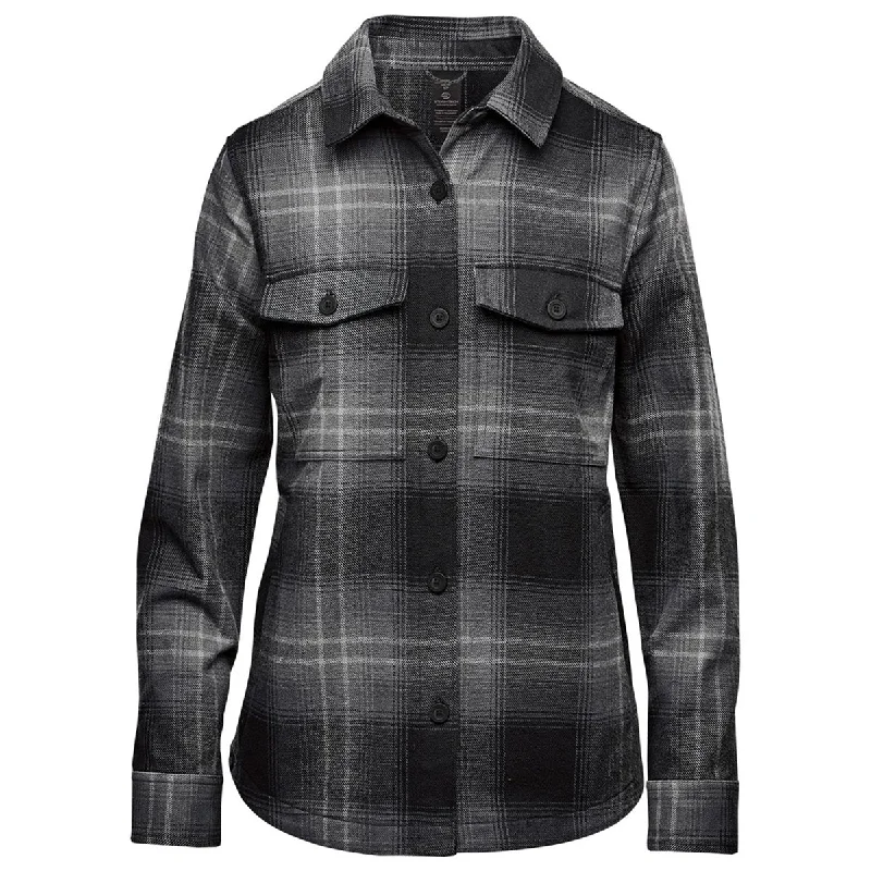 Stormtech Women's Carbon/Black Highland Plaid Shacket Soft Modal Blouse