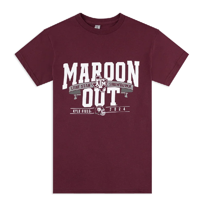 2024 Maroon Out Short Sleeve Tee Solid Print Embellished