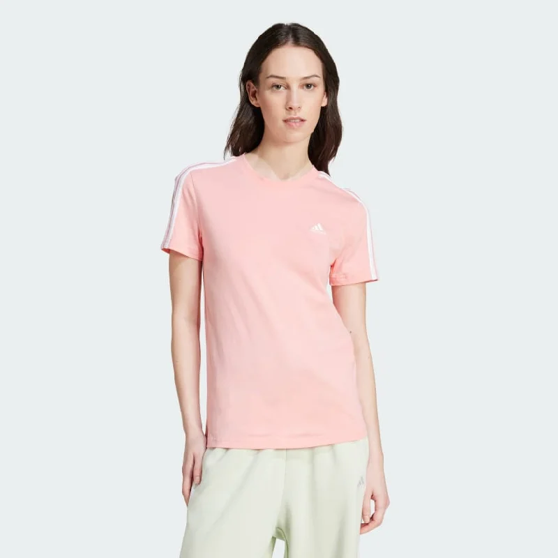 ADIDAS WOMEN'S ESSENTIALS SLIM 3-STRIPES PINK TEE Casual Formal Business