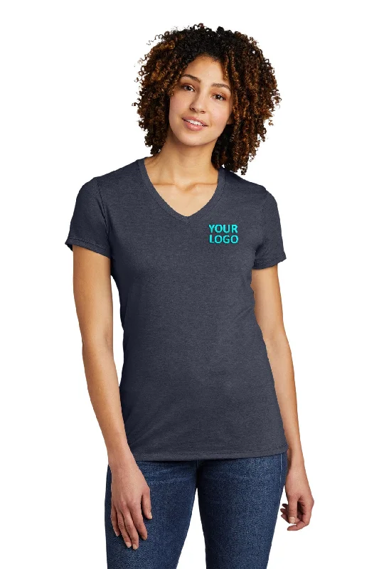 Allmade Women's Tri-Blend Branded V-Neck Tee, Rebel Blue Collared Crew Neck Turtle Neck