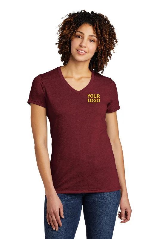 Allmade Women's Tri-Blend Branded V-Neck Tee, Vino Red Front Pockets Side Pockets Patch Pockets