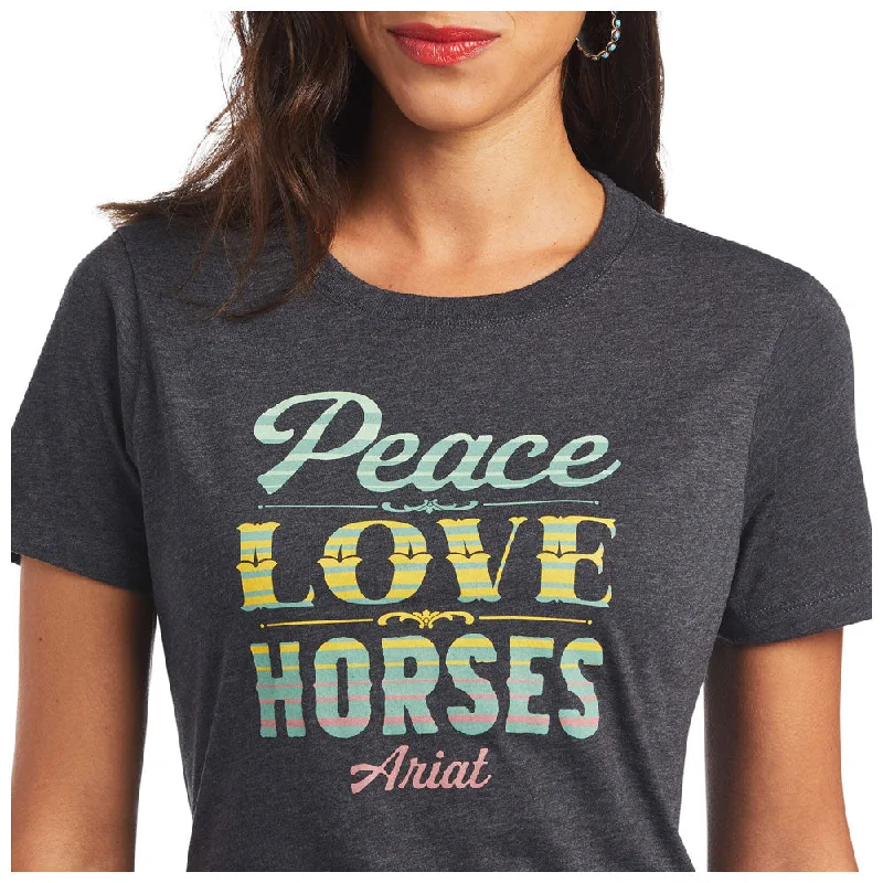 Ariat Women's Peace Love Horses Tshirt Basic T-Shirt Crew Neck Short Sleeve