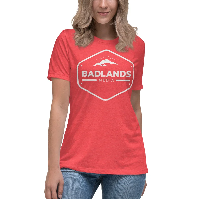 Badlands Women's Relaxed T-Shirt with white logo Houndstooth Herringbone Solid