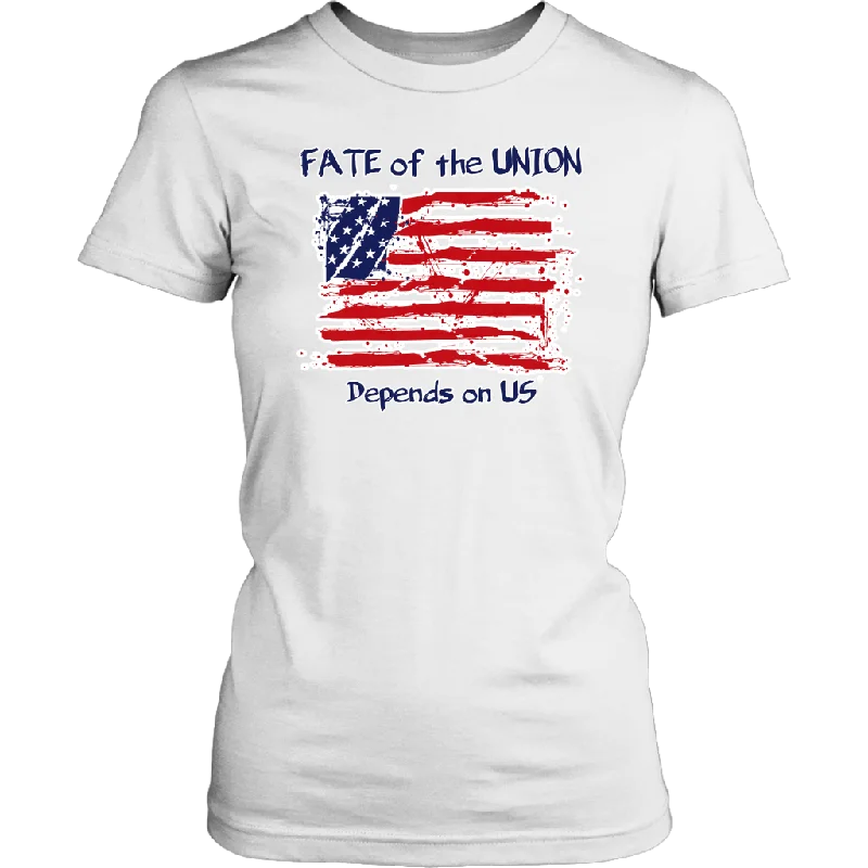 Fate of the Union Depends on Us Women's Patriotic Shirt Spandex Blend Rayon Blend Denim Blend