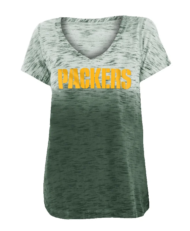 Green Bay Packers Dip Dye Gradient V-Neck Shirt Satin Blend Silk Blend Wool Blend