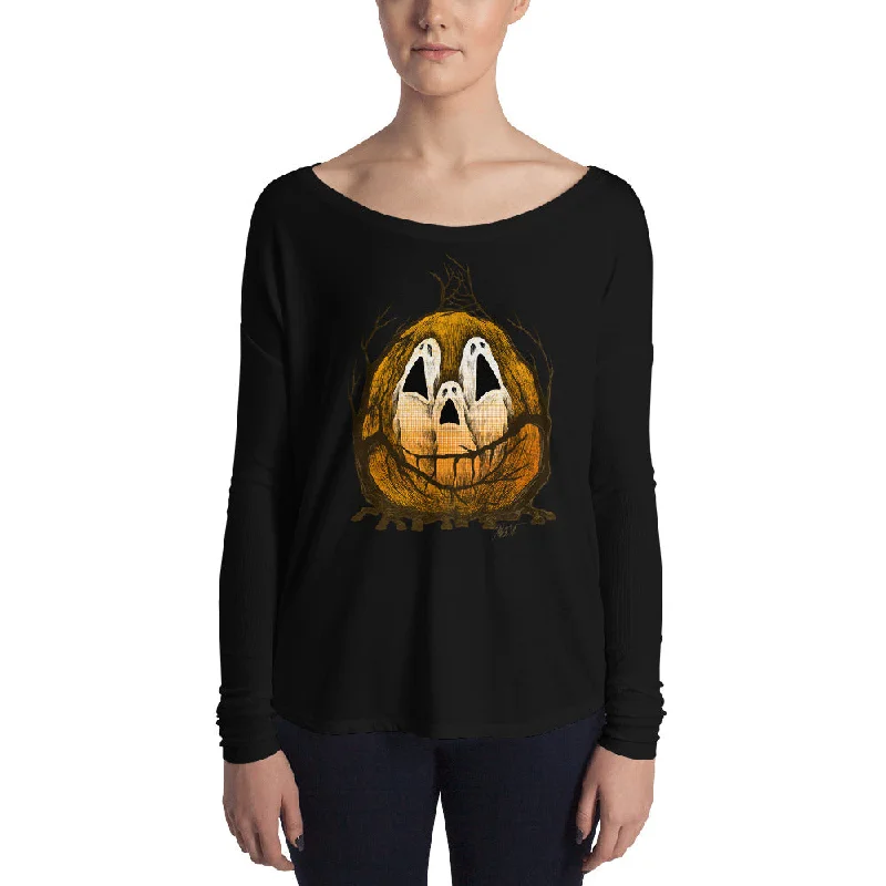 Halloween Spirits Ladies' Long Sleeve Tee Modern Contemporary Chic