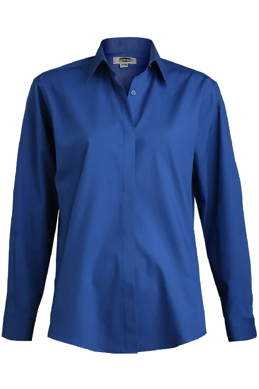 Ladies' Royal Blue Café Broadcloth Shirt Iron Safe Non-Iron Wrinkle Free