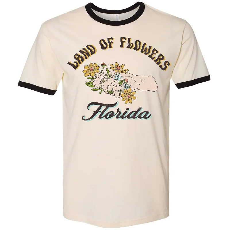 Land of Flowers Florida Ringer Tee Fashionable Trendy Casual