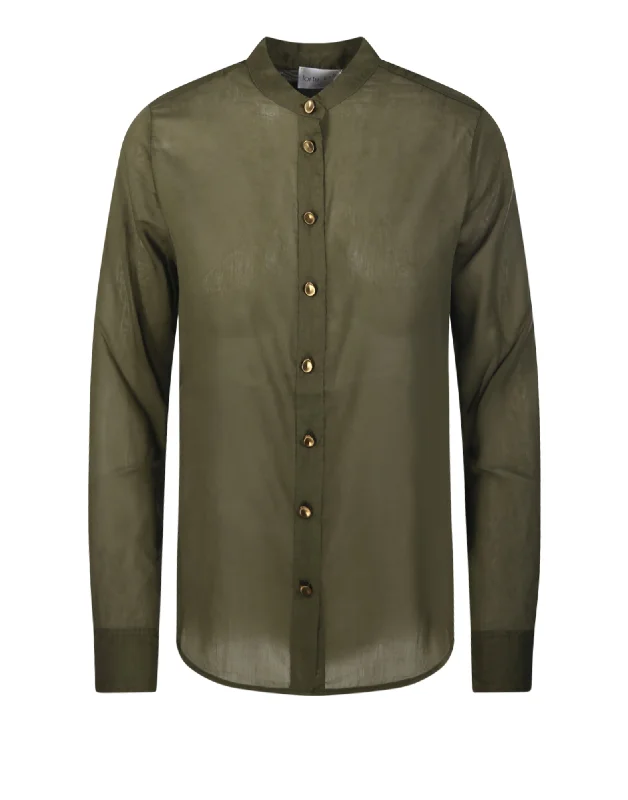 Shirt woman 12918 OLIVE FORTE_FORTE Zippered Front Buttoned Front Snap Front