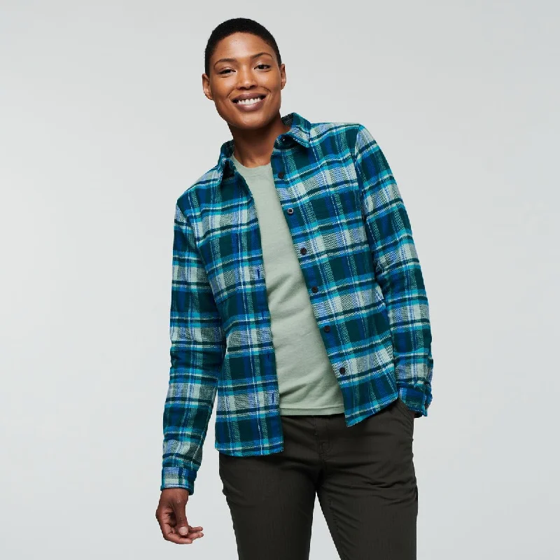 Mero Flannel Shirt - Womens Collared T-Shirt Boat Neck A-Line