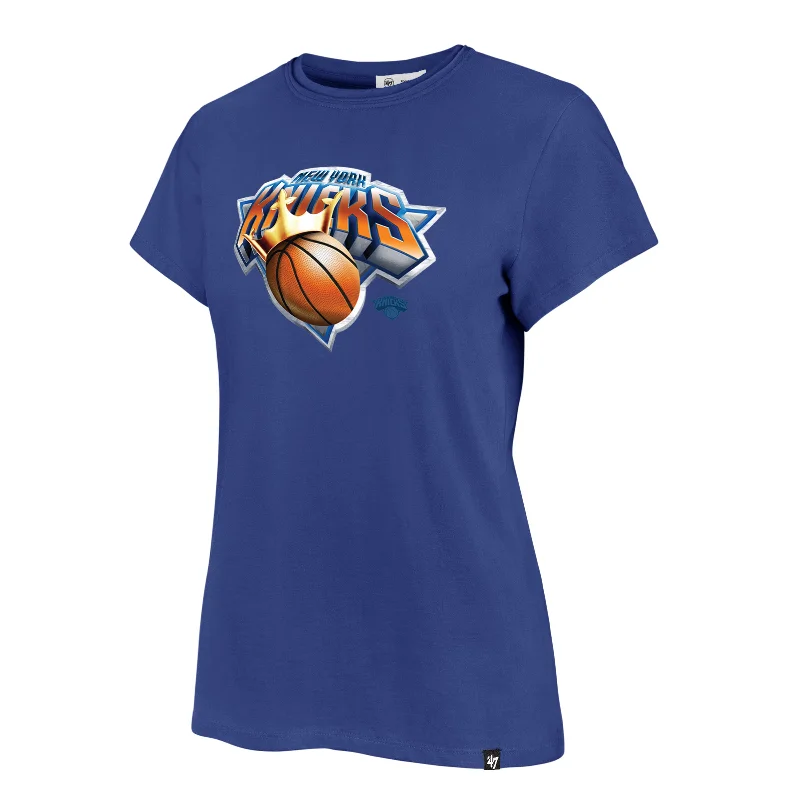 New York Knicks Crown '47 Women's Frankie T-Shirt Graphic Embroidered Appliqued