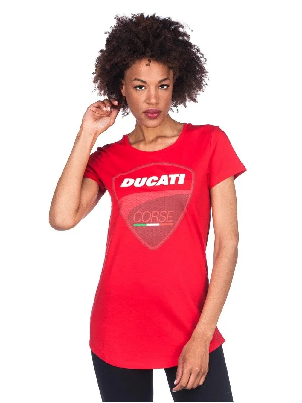 Official Ducati Corse Womans T'shirt - 17 36009 Rayon Velvet Corduroy