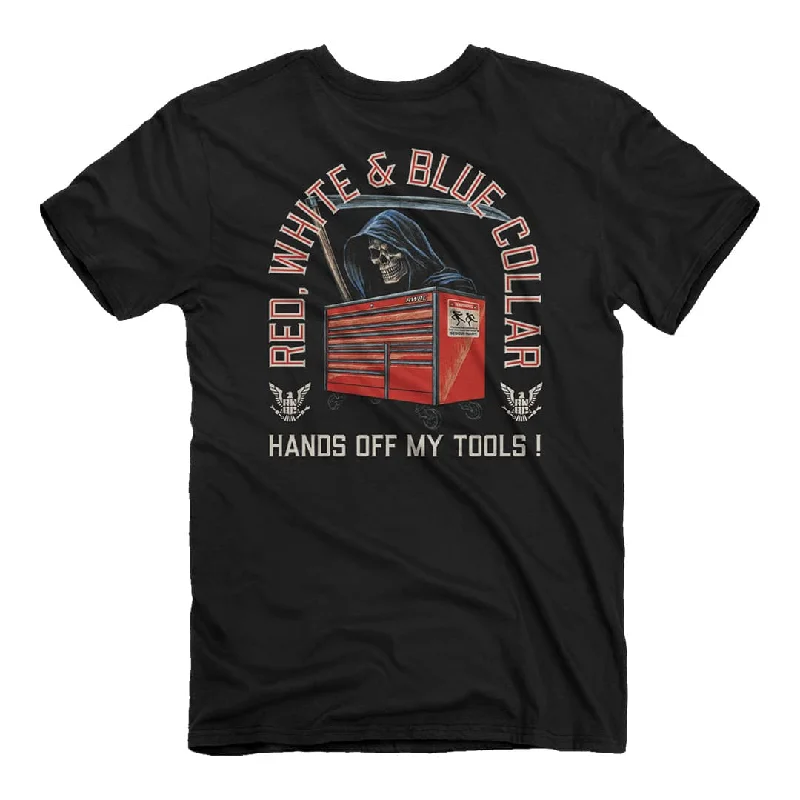 Red, White, and Blue Collar - Hands Off T-Shirt Houndstooth Herringbone Solid