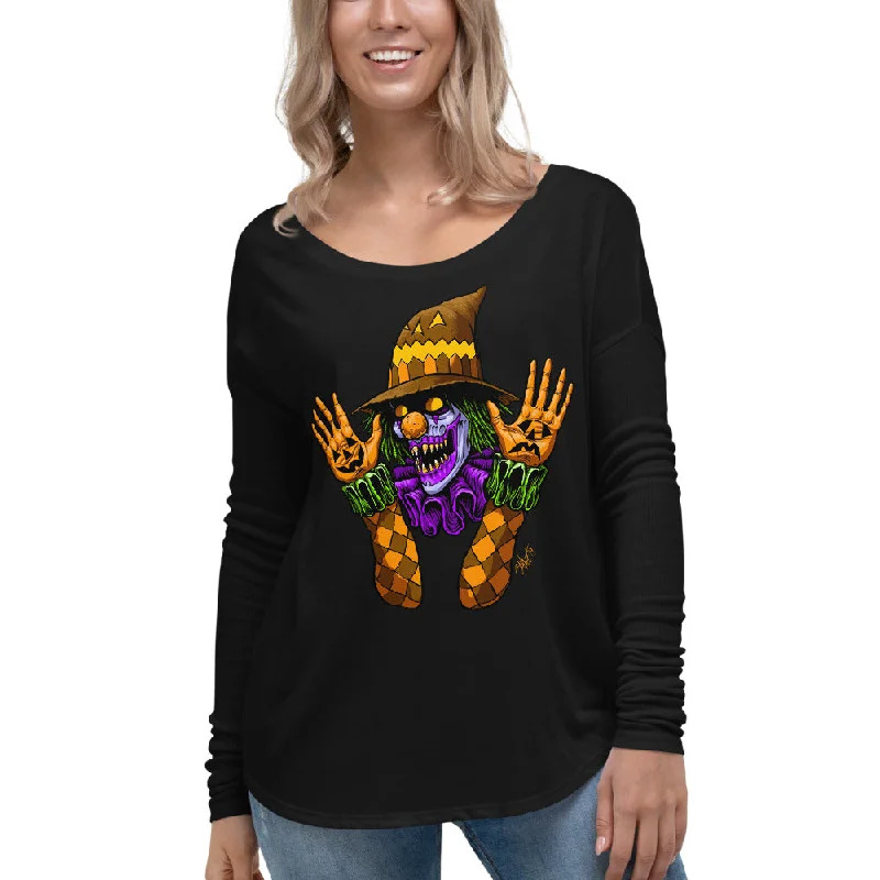 Scareclown Ladies' Long Sleeve Tee Lace Blend Ribbed Blend Corduroy Blend