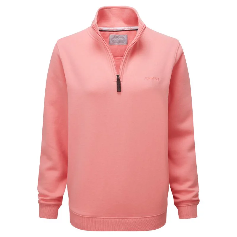 Schoffel Sennen Cove Ladies 1/4 Zip Sweatshirt - Flamingo Front Pockets Side Pockets Patch Pockets