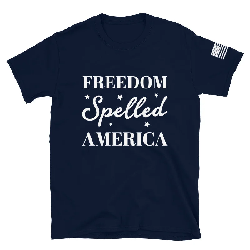 Freedom Spelled America T-Shirt Wool Fabric Cashmere Fabric Tweed Fabric