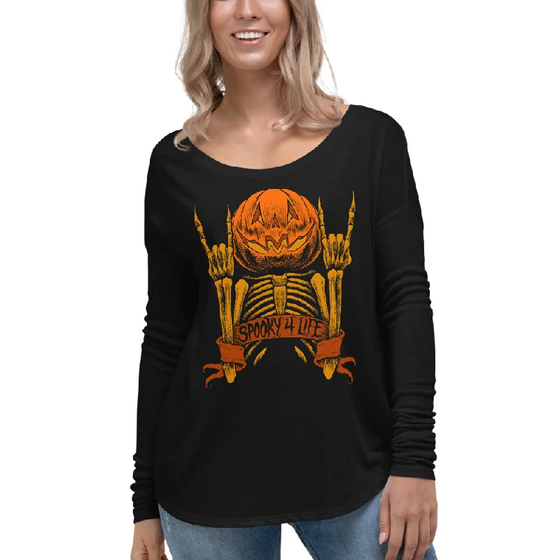 Spooky 4 Life Ladies' Long Sleeve Tee Ribbed T-Shirt High Neck Heavyweight