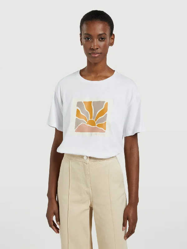 Sunshine Print T-shirt Solid Print Embellished