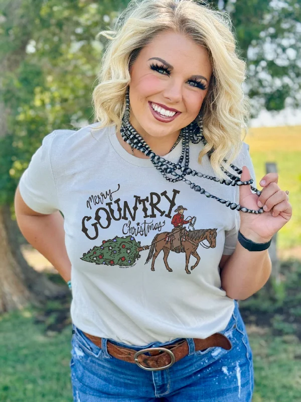 Texas True Threads Merry Country Christmas Tee Mesh Blend Leather Blend Suede Blend