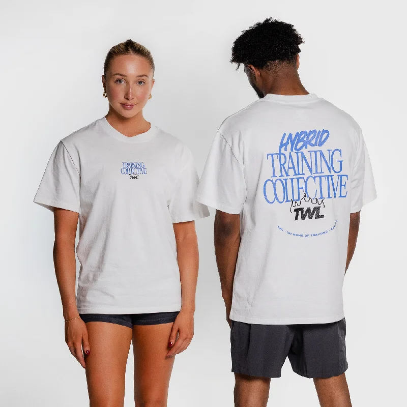 TWL - LIFESTYLE OVERSIZED T-SHIRT - TRAINING COLLECTIVE - FADED WHITE/COBALT BLUE Modern Contemporary Chic