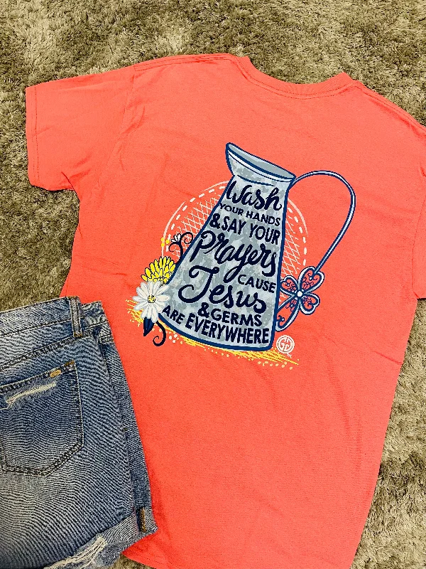 Wash Your Hands and Say Your Prayers ~ Girlie Girl Tee Solid Print Embellished