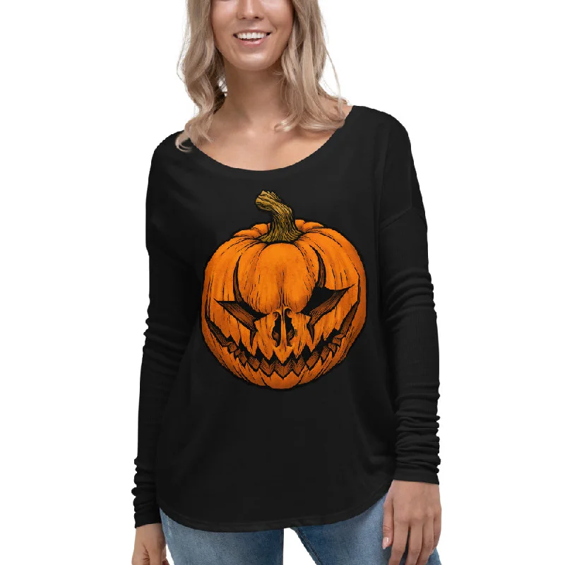 Wicked Jack Ladies' Long Sleeve Tee Front Pockets Side Pockets Patch Pockets