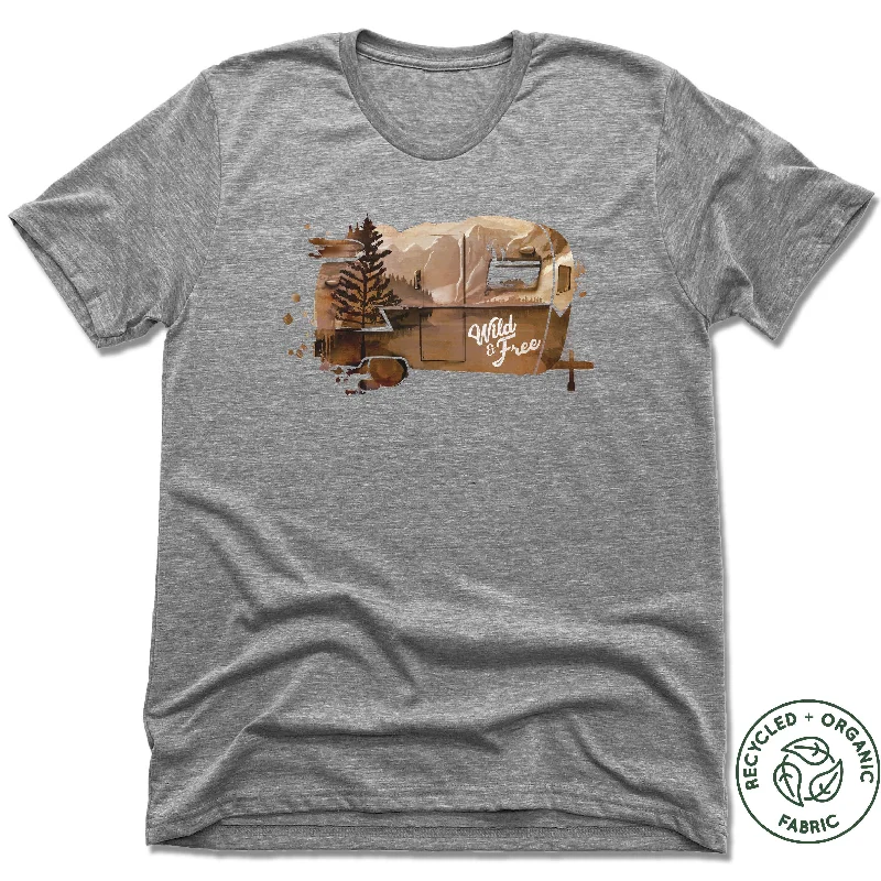 Wild and Free - Unisex Recycled Tri-Blend T-shirt Thin T-Shirt Open Front Quick Dry