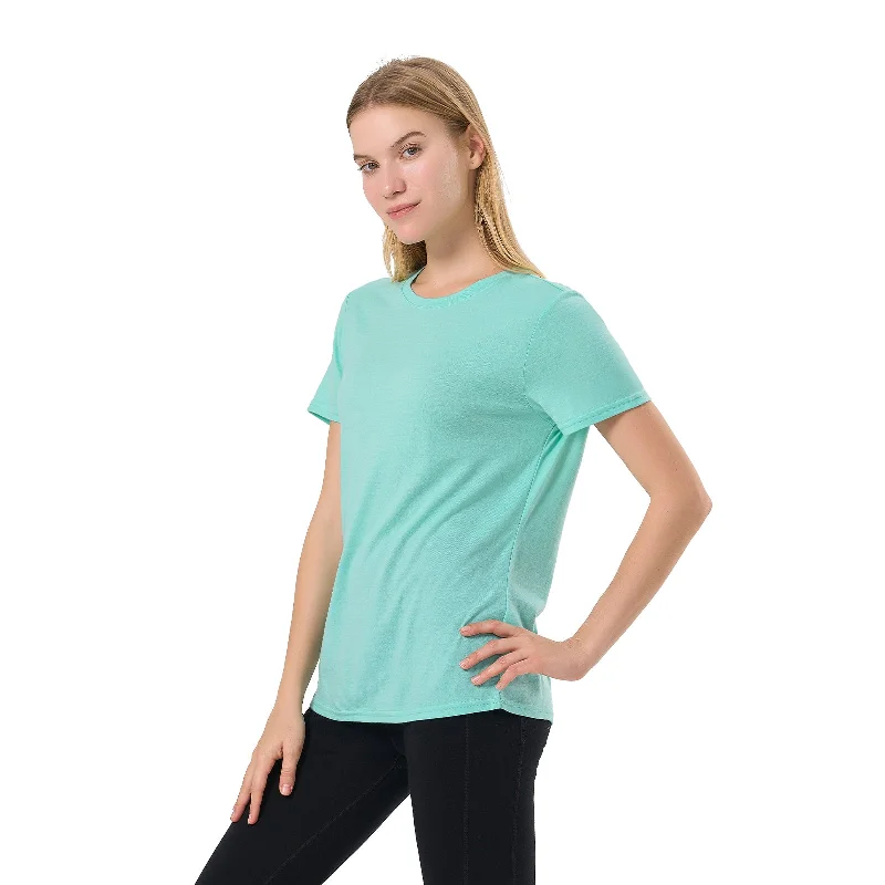 Women's Merino 200g Short Sleeve T-Shirt Green Tea Mesh Fabric Canvas Fabric Denim Fabric