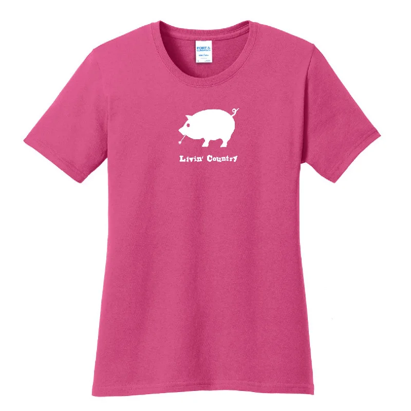 Women's Livin' Country Pig T-shirt Anti-Shrink Durable Soft