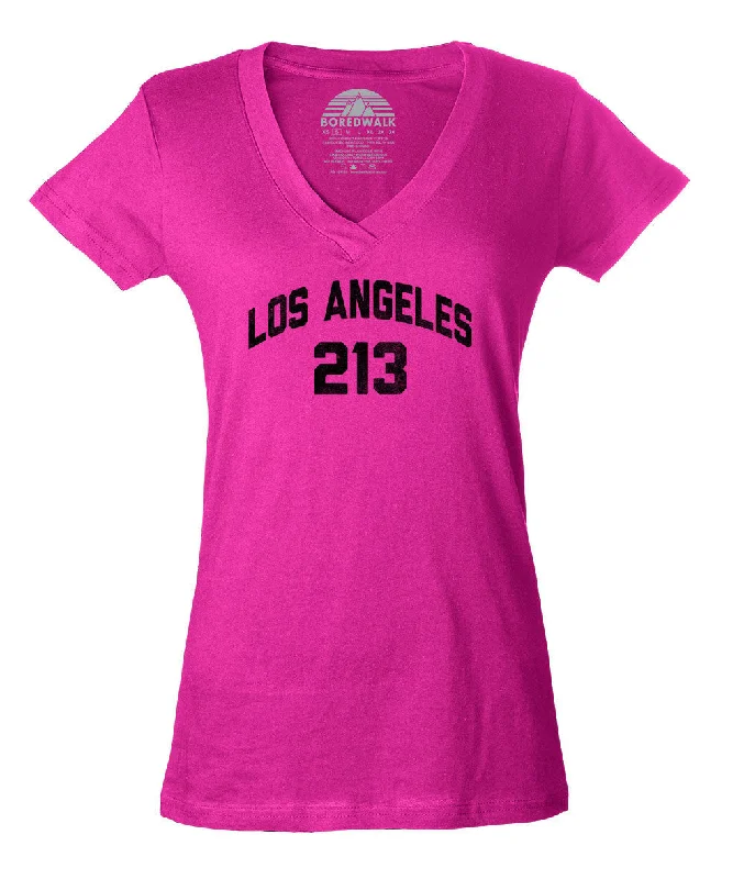 Women's Los Angeles 213 Area Code Vneck T-Shirt Graphic T-Shirt Round Neck Polyester