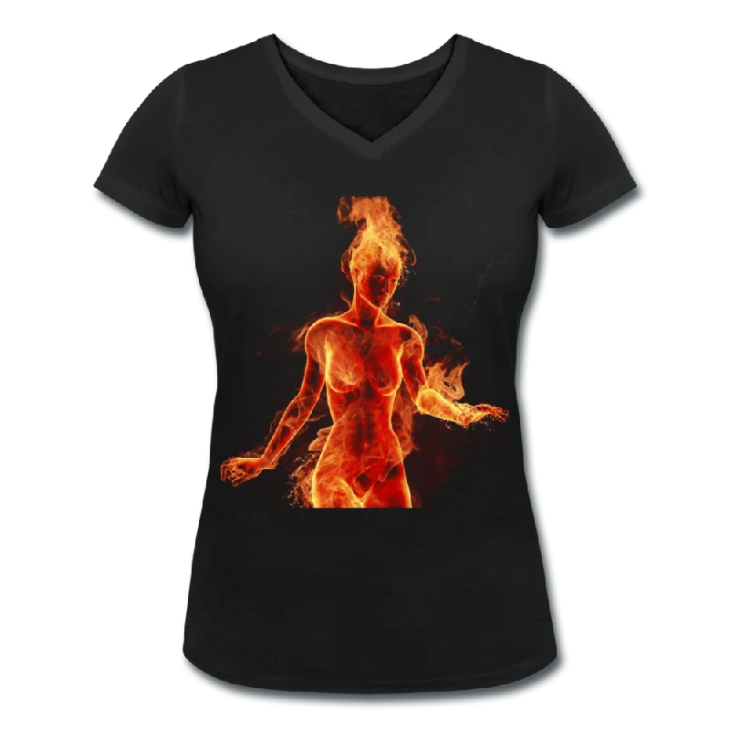 WOMENS TORCH ORGANIC V-NECK T-SHIRT Fleece Fabric Down Fabric Feather Fabric