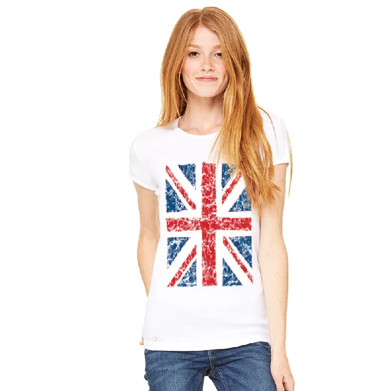 Zexpa Apparel™ Distressed British Flag Great Britain Women's T-shirt Patriotic Tee Graphic T-Shirt Round Neck Polyester