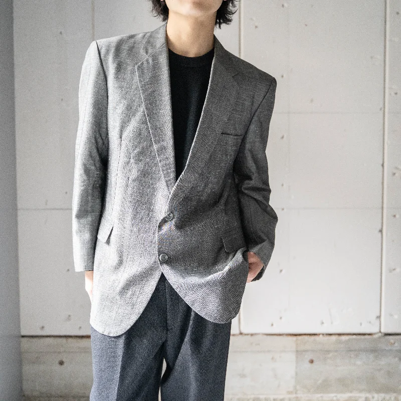 1970-80s Japan vintage gray tailored jacket -splashed pattern- Stand-Up Collar Roll-Neck Collar Turtle Neck 1970-80s Japan vintage gray tailored jacket -splashed pattern- Stand-Up Collar Roll-Neck Collar Turtle Neck