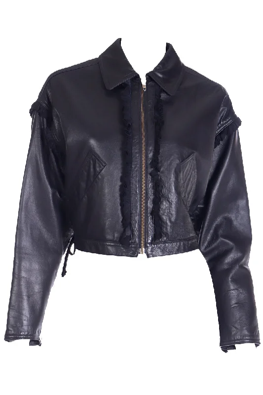 1991 Resort isaac Mizrahi Vintage Black Leather Jacket w Fur Trim Rayon Jacket Velvet Jacket Corduroy Jacket 1991 Resort isaac Mizrahi Vintage Black Leather Jacket w Fur Trim Rayon Jacket Velvet Jacket Corduroy Jacket