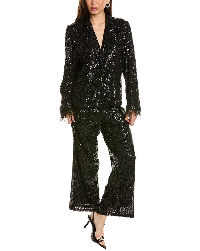 Nanette Nanette Lepore 2Pc Sequin Jacket & Pant Set Satin Fabric Silk Fabric Chiffon Fabric Nanette Nanette Lepore 2Pc Sequin Jacket & Pant Set Satin Fabric Silk Fabric Chiffon Fabric