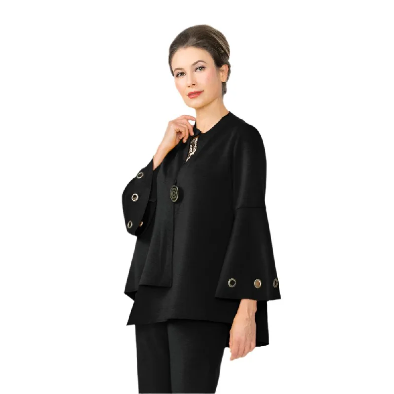 IC Collection Techno-Knit Asymmetric Jacket in Black - 4577J-BK Mesh Jacket Canvas Jacket Denim Jacket IC Collection Techno-Knit Asymmetric Jacket in Black - 4577J-BK Mesh Jacket Canvas Jacket Denim Jacket