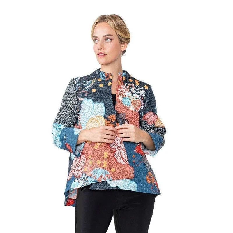 IC Collection Floral-Print Asymmetric Jacket in Red- 5804J-RD Jersey Jacket Tulle Jacket Batik Jacket IC Collection Floral-Print Asymmetric Jacket in Red- 5804J-RD Jersey Jacket Tulle Jacket Batik Jacket