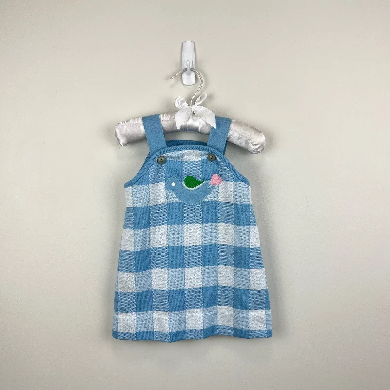 Florence Eiseman Blue Plaid Applique Bird Dress XL