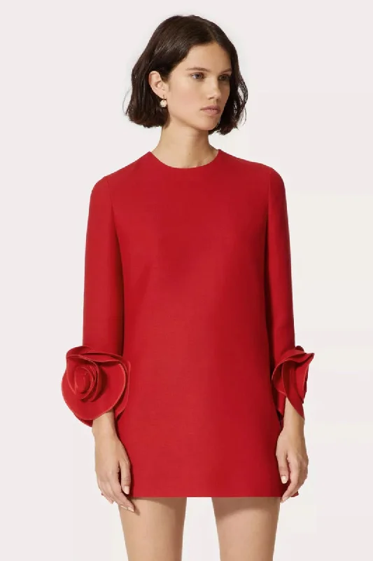 Heart Keeper Long Sleeve Mini Dress Fashionable Lace-Trim Mini Dress