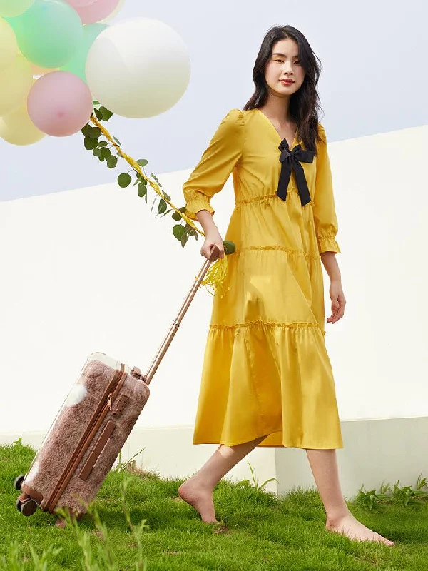 Bowknot V-neck Dress