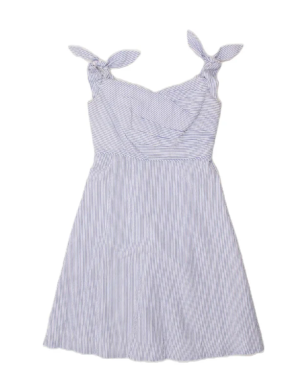 J. CREW Womens A-Line Dress US 6 Medium Blue Striped Cotton