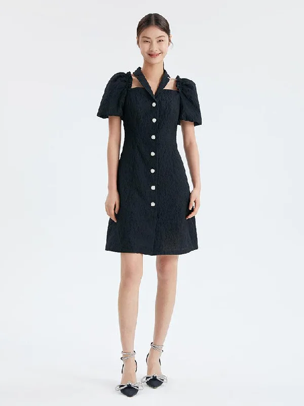 Jacquard Halter A-Line Dress
