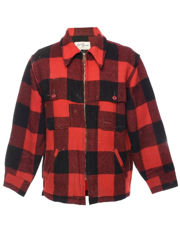 L.L. Bean Buffalo Check Wool Jacket - L V-Neck Jacket Boat Neck Jacket Square Neck Jacket L.L. Bean Buffalo Check Wool Jacket - L V-Neck Jacket Boat Neck Jacket Square Neck Jacket