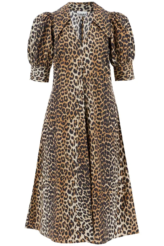 leopard print poplin dress F8842 LEOPARD